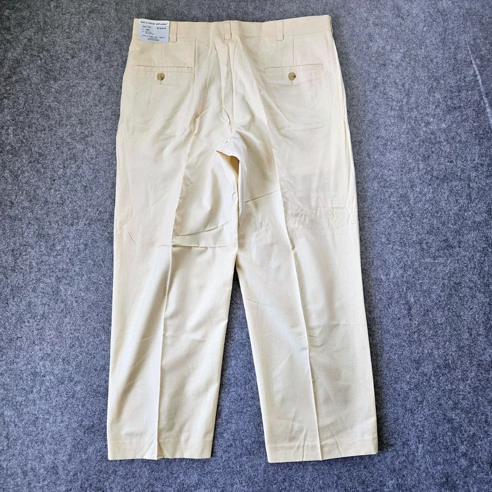 Irvine Park Mens 36S Cream Silk Cotton Blend Dress Pants Flat Front SCSLKV6 NWT